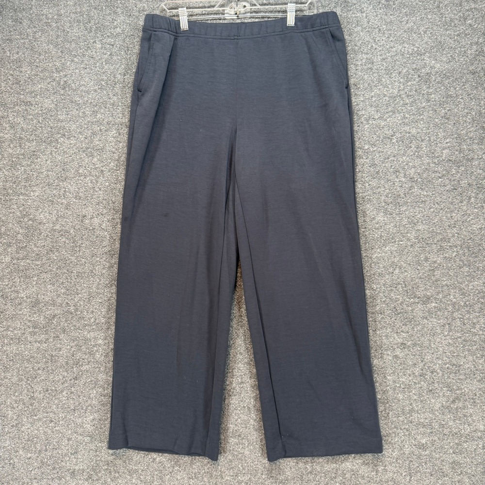 J.‎ Jill Pants Women Large Petite Blue Wide Leg Stretch Waist Pull On Fleece